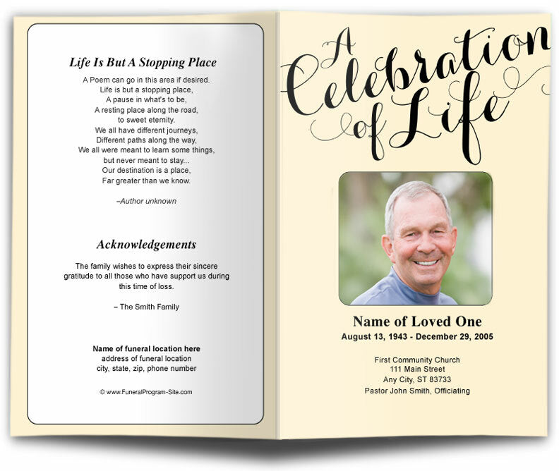 Celebration of Life Funeral Program Template