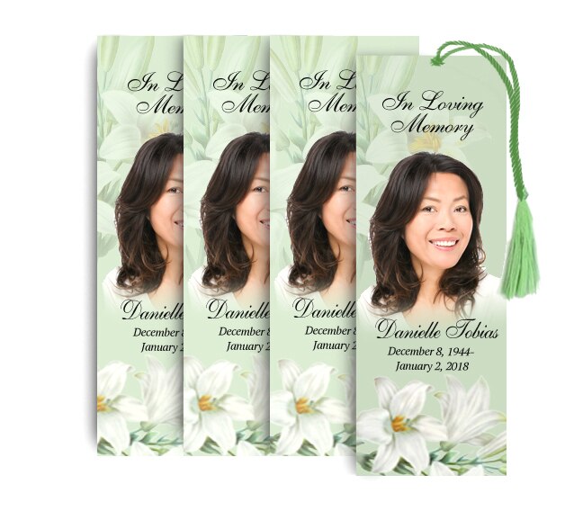 White Lilies Memorial Bookmark Design & Print (Pack of 50