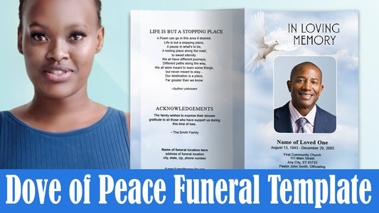 funeral program template dove of peace design