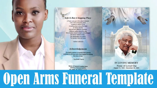 funeral program template open arms design