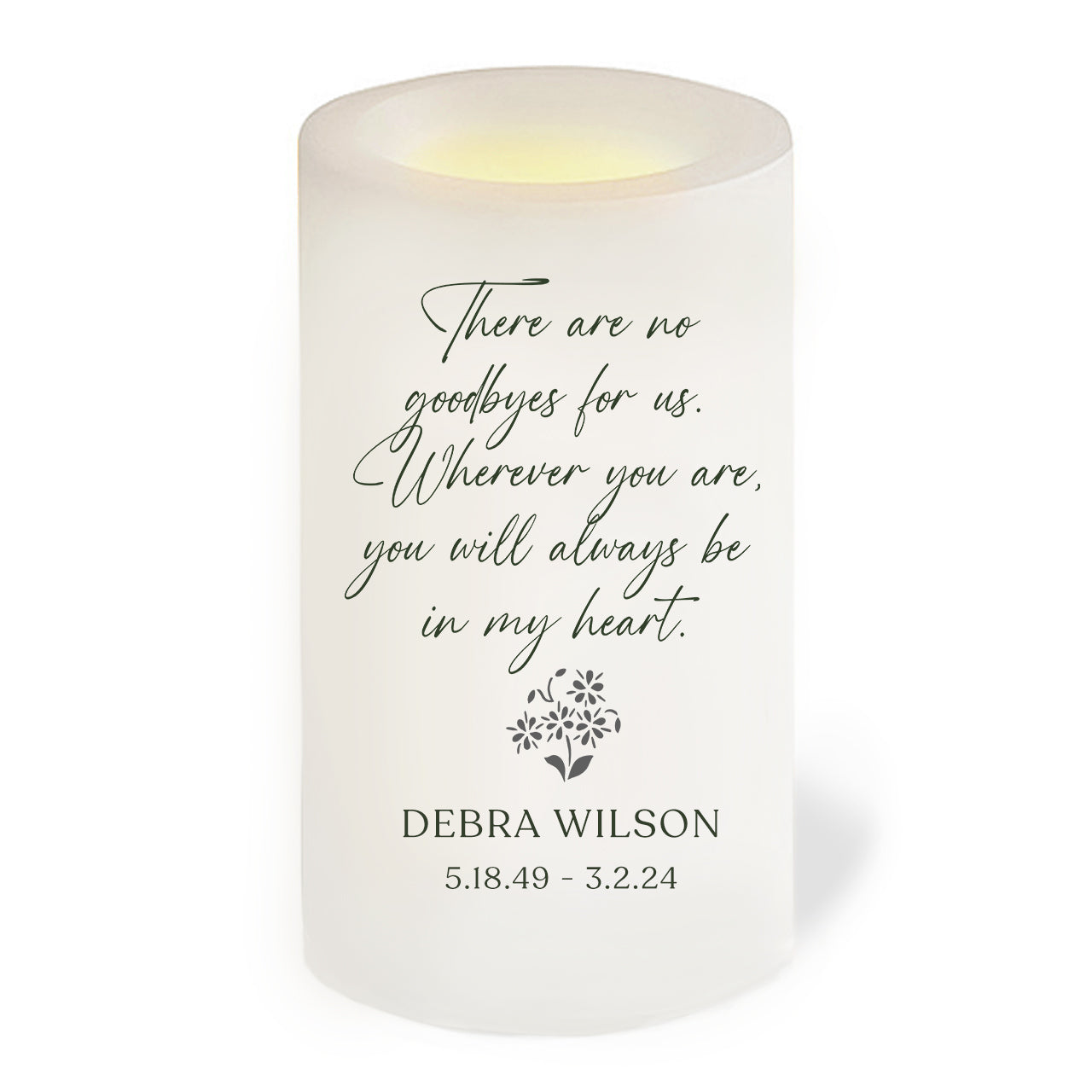 No Goodbyes Personalized Flameless LED Memorial Candle