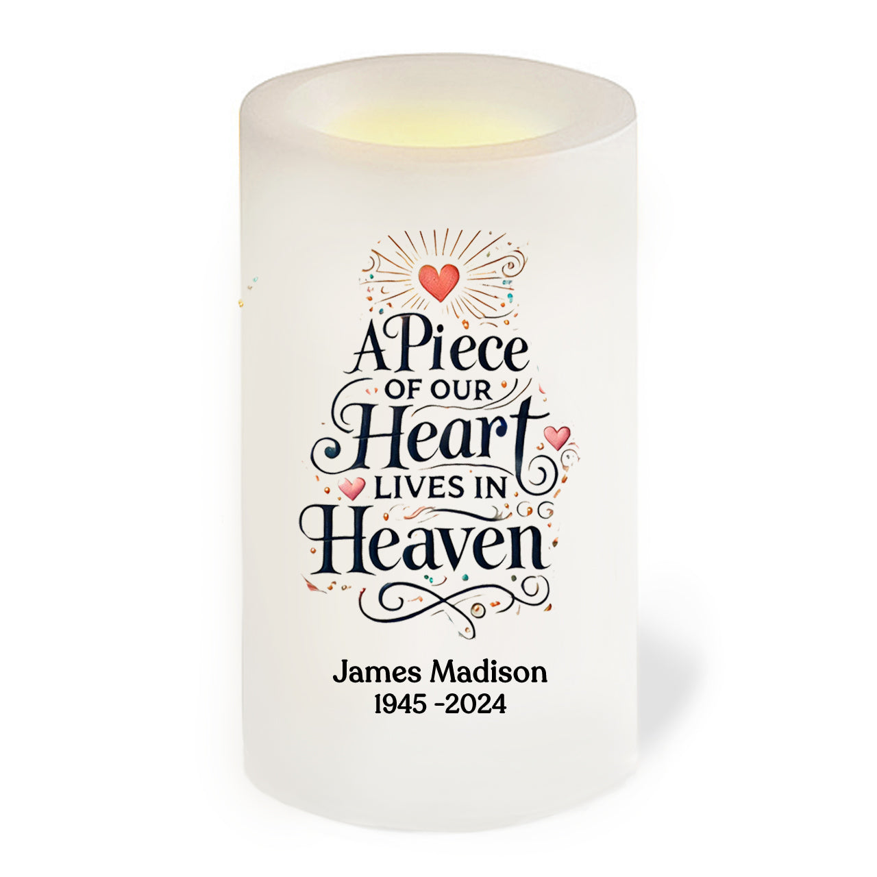 Piece of My Heart Personalized Flameless LED Memorial Candle