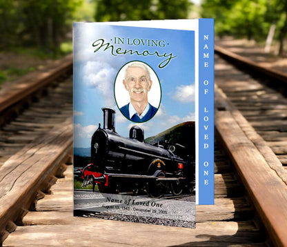 Train 4-Sided Graduated Funeral Program Template