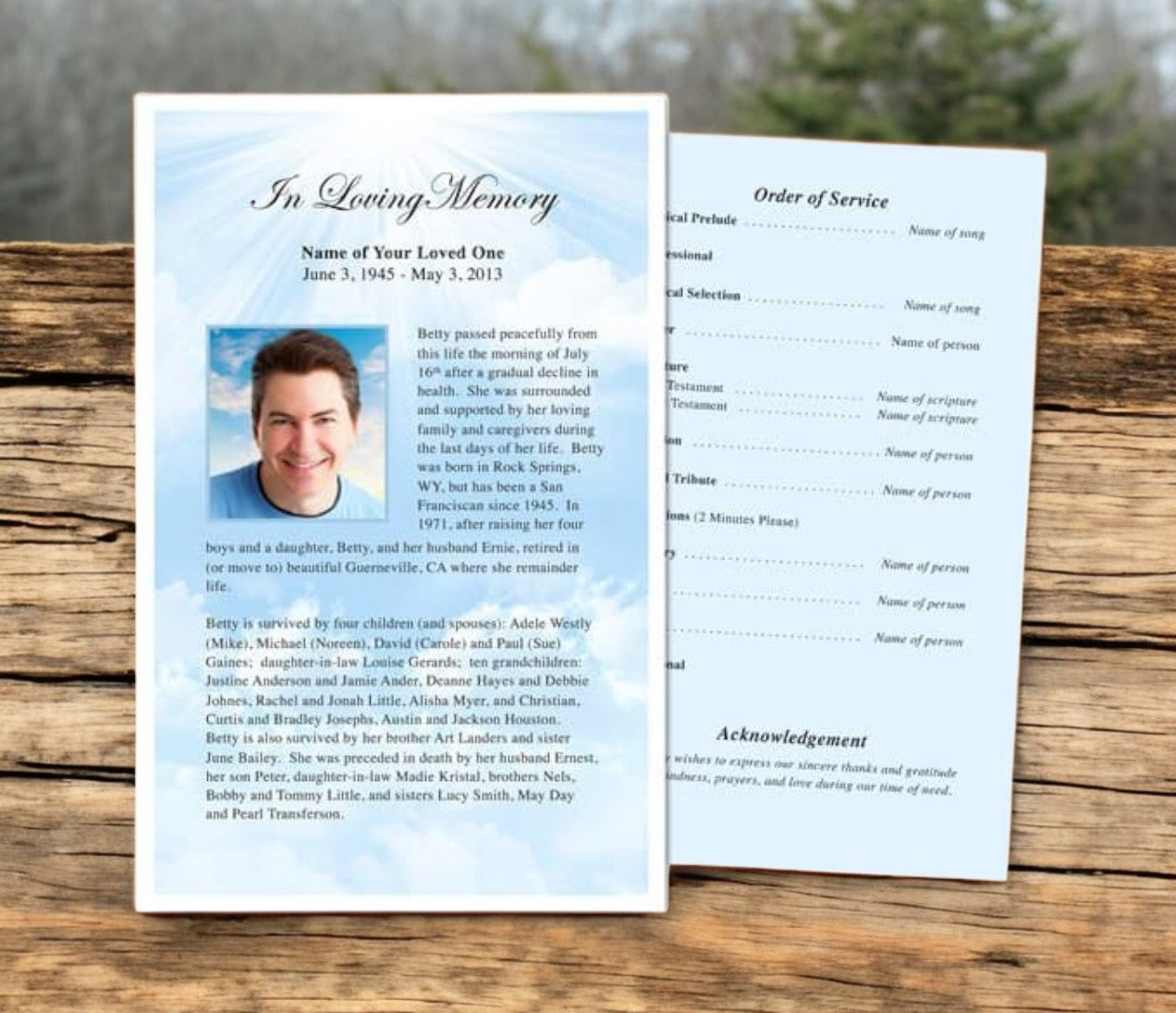 Sky Blue Funeral Flyer Template