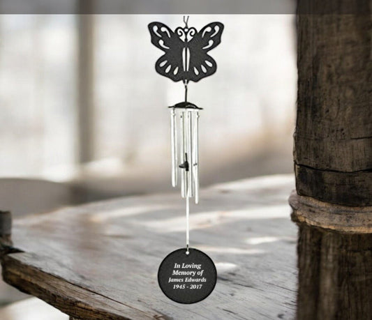 Butterfly Silhouette In Loving Memory Memorial Wind Chime - Funeral Program - Site Funeral Programs & Templates