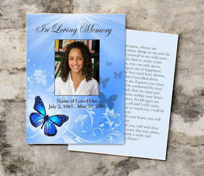 Butterfly Small Memorial Card Template