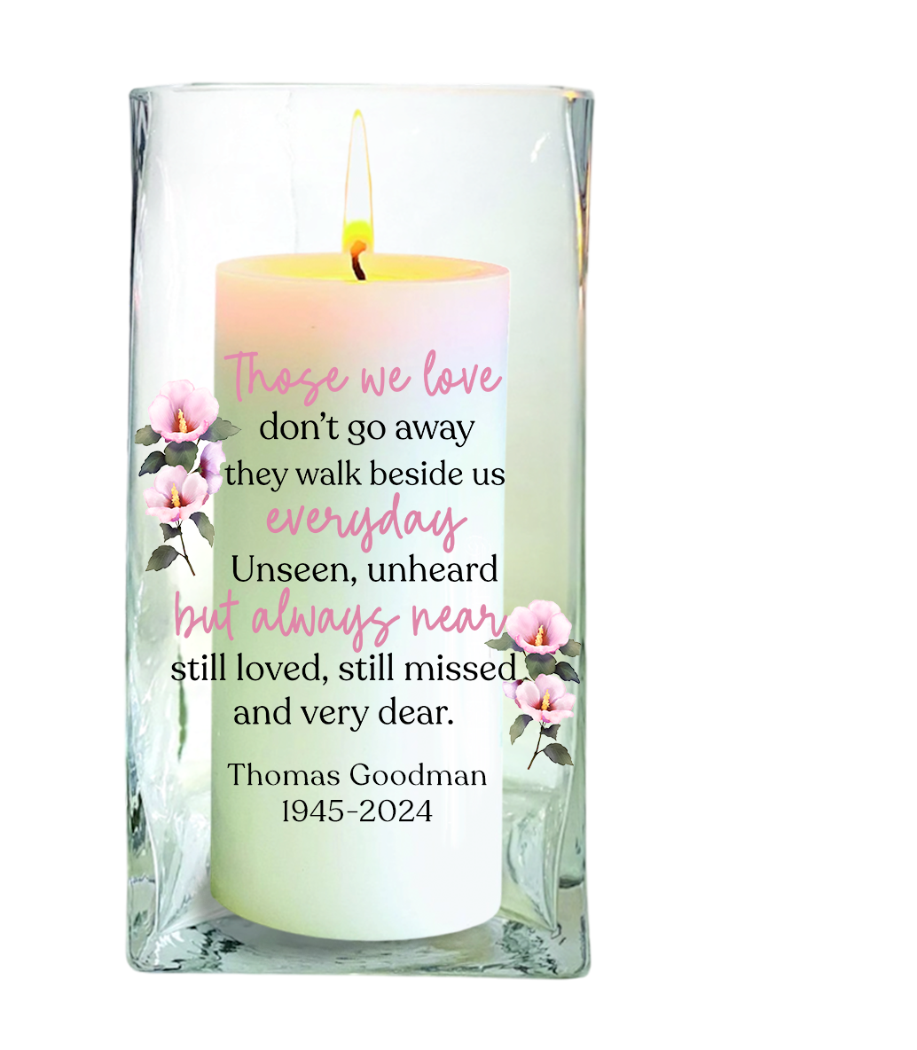 Those We Love Personalized Square Glass Memorial Candle