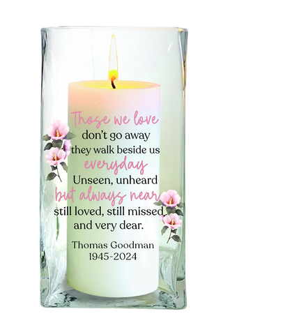 Those We Love Personalized Square Glass Memorial Candle