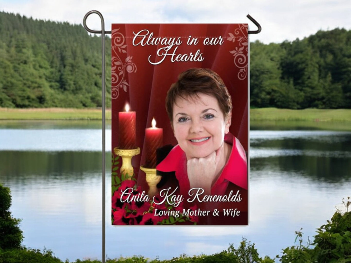 Candlelight Personalized Memorial Garden Flag