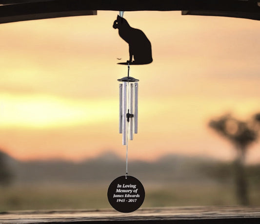 Personalized Cat Silhouette In Loving Memory Memorial Wind Chime - The Funeral Program Site