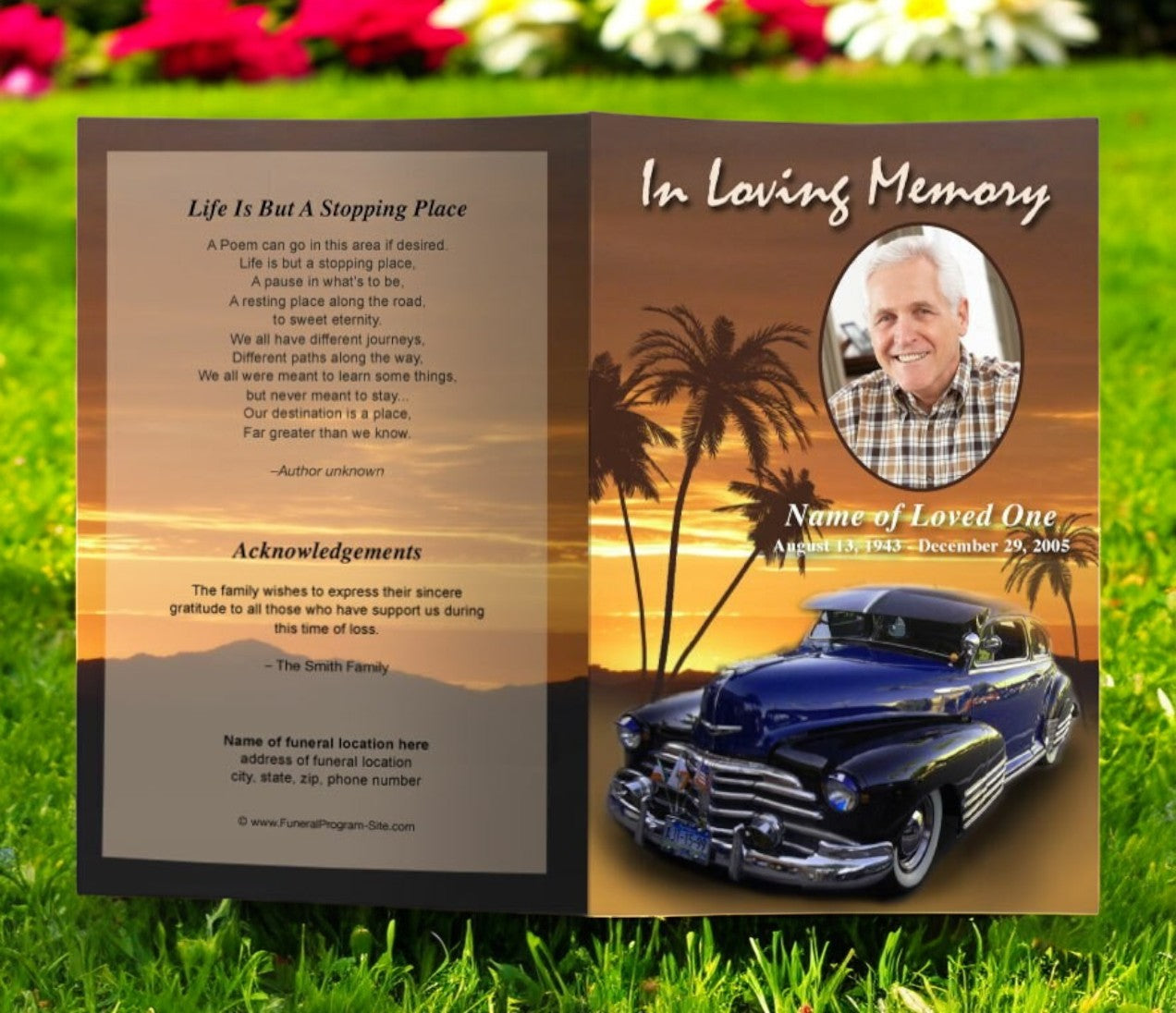 Classic Car Funeral Program Template