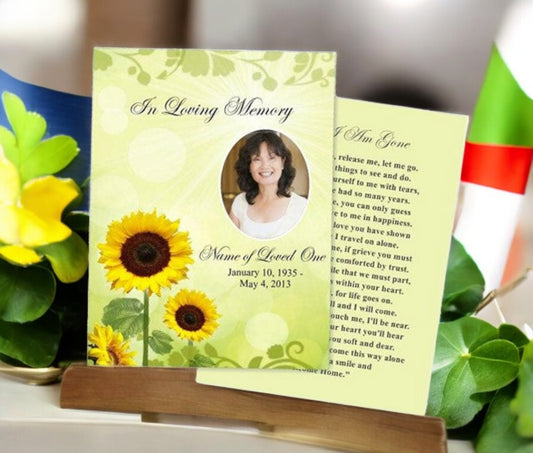 Sunflower Small Memorial Card Template