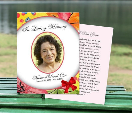 Flora Small Memorial Card Template