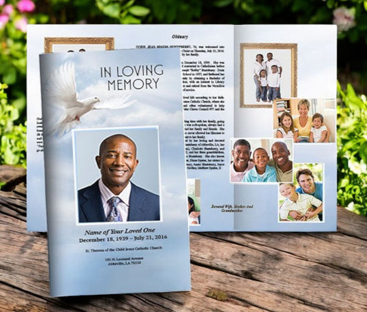 Dove of Peace Trifold Funeral Brochure Template