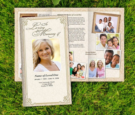 Alexandria Trifold Funeral Brochure Template