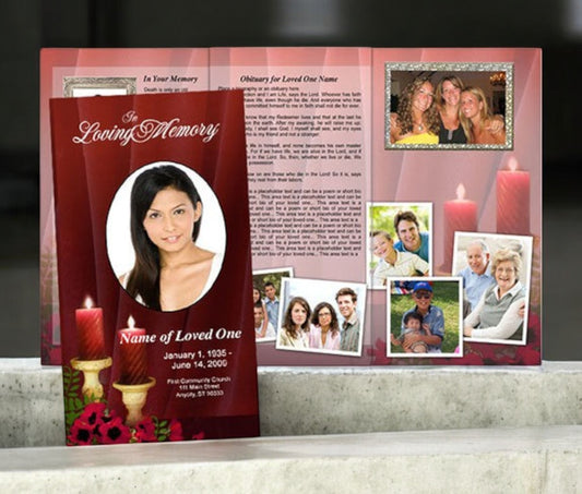 Candlelight Trifold Funeral Brochure Template