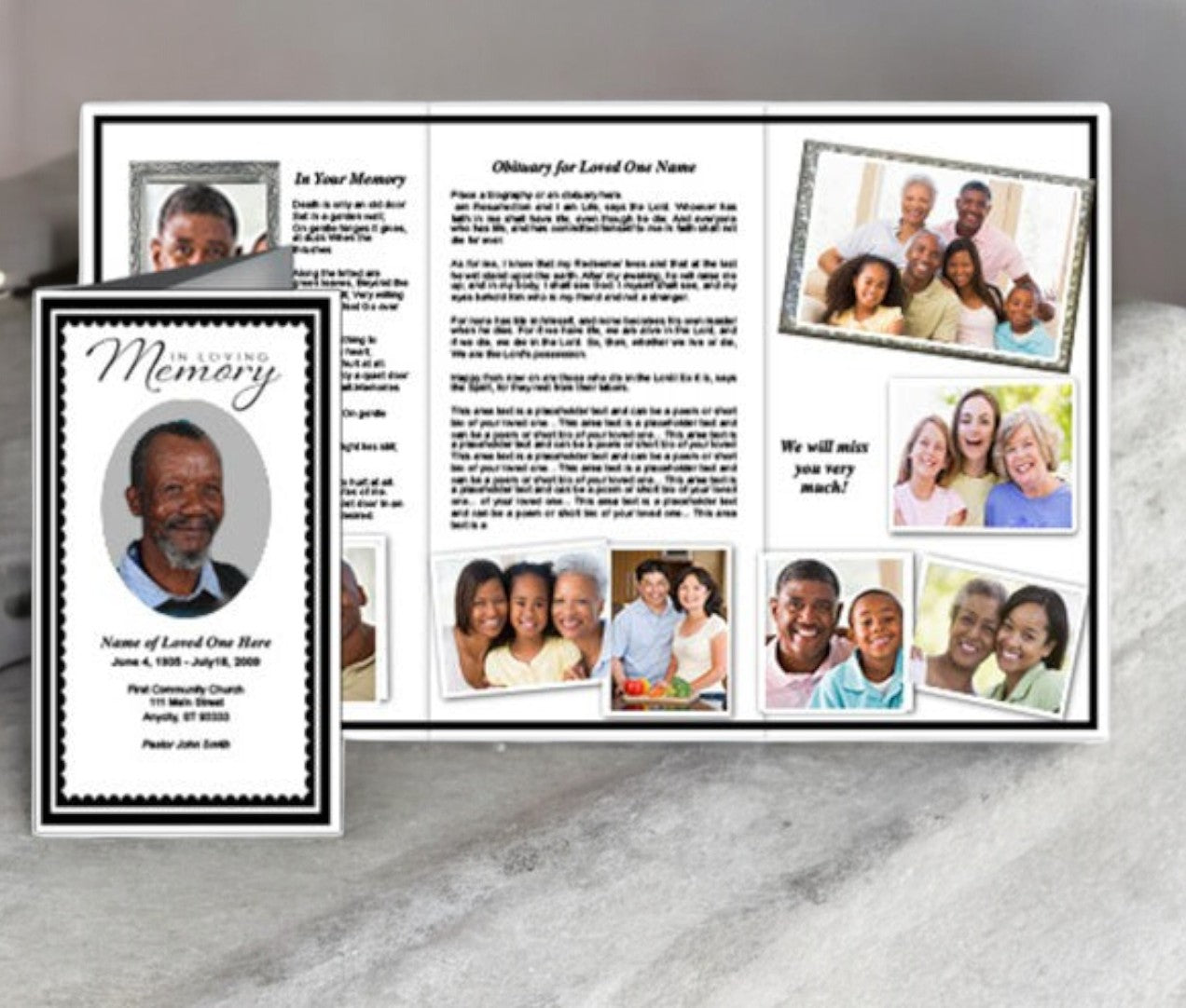 Gallant Trifold Funeral Brochure Template