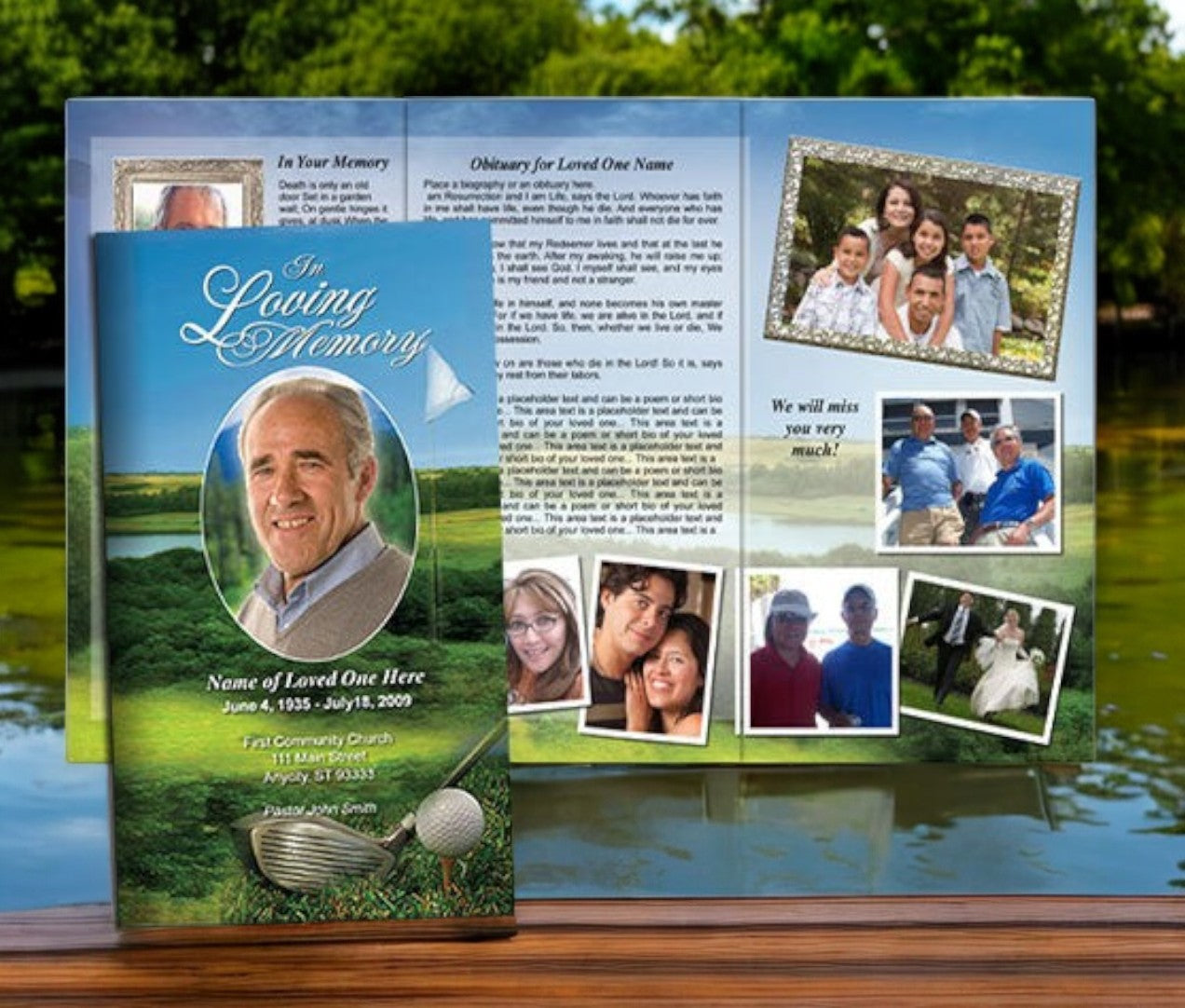 Golfer TriFold Funeral Brochure Template