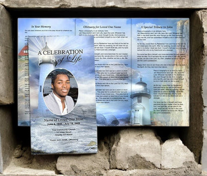 Lighthouse TriFold Funeral Brochure Template