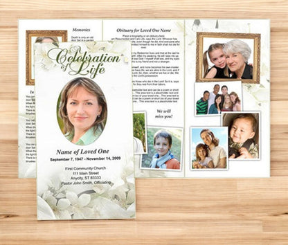 Lily Tri Fold Funeral Brochure Template