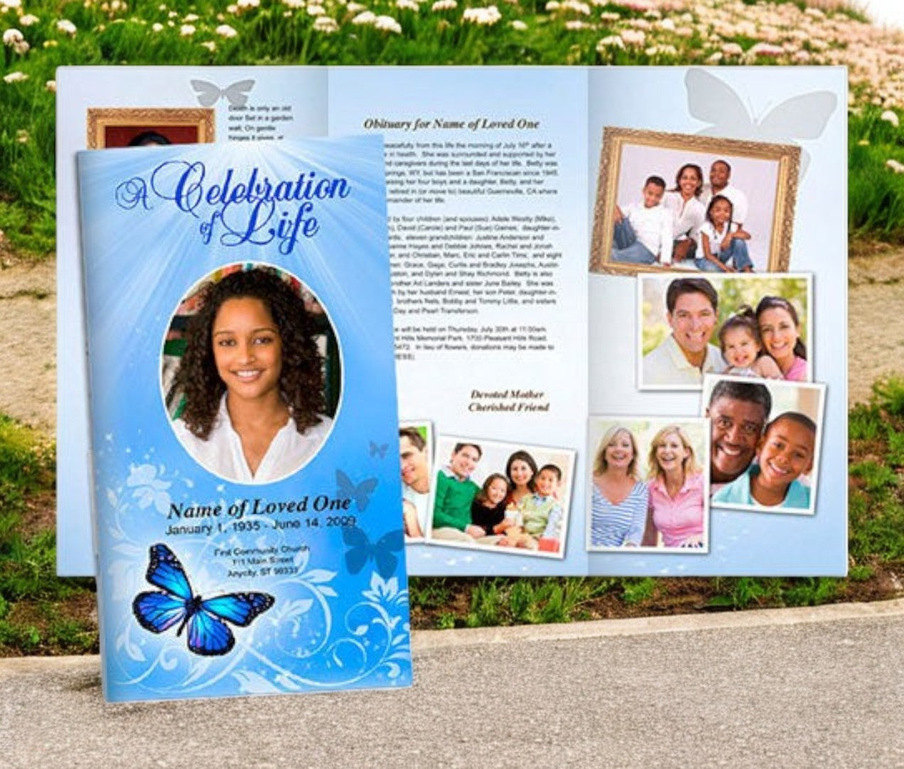 Butterfly Trifold Funeral Brochure Template