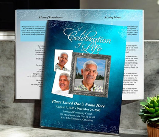 Teal Devotion Funeral Booklet Template