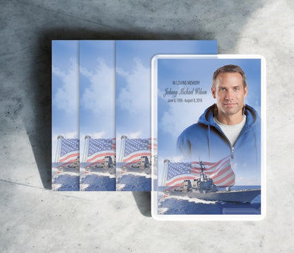 Military Navy Funeral Prayer Card Design & Print (Pack of 50)