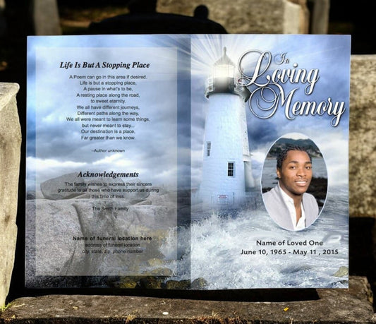 Lighthouse Funeral Program Template