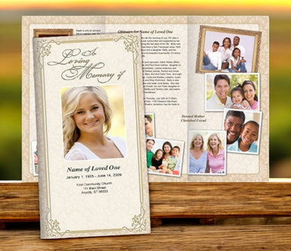 Alexandria Trifold Funeral Brochure Template