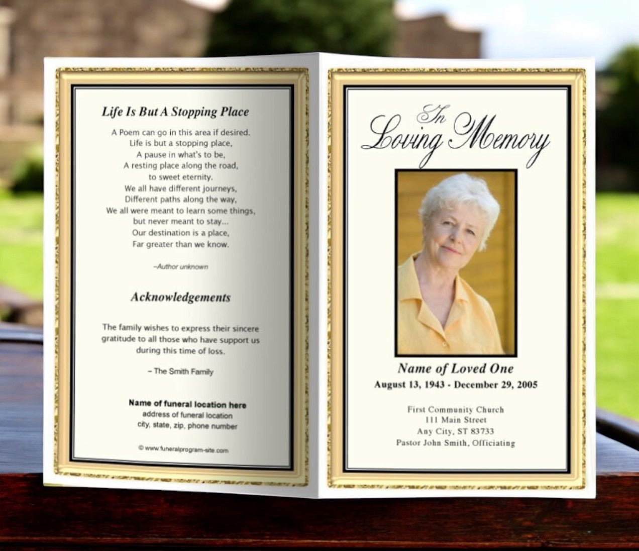 24K Funeral Program Template