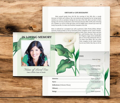 Valley Lily Greeting Card Style Funeral Program Template (Google Docs)