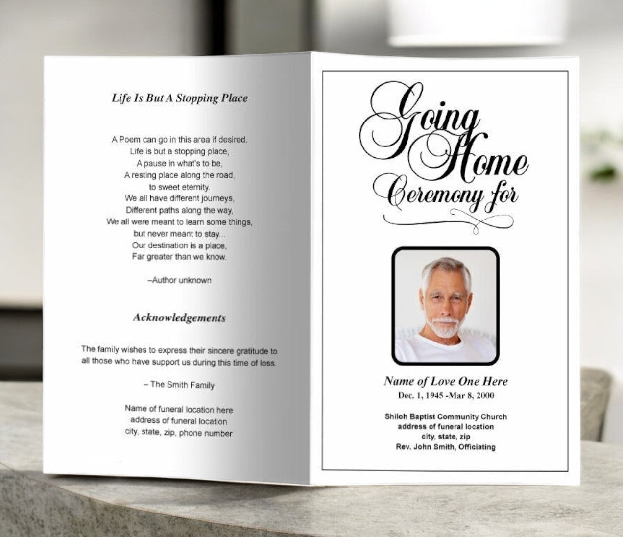 Going Home Funeral Program Template