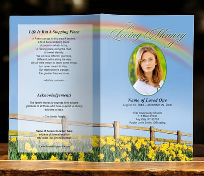 Rainbow Funeral Program Template