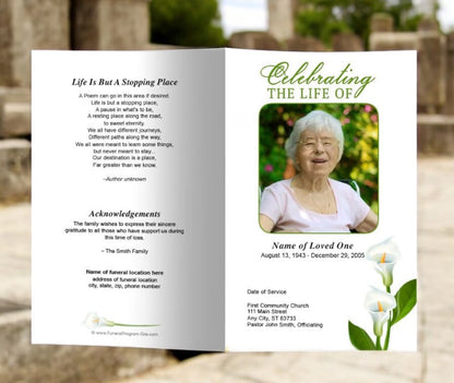 Calle Lily Funeral Program Template