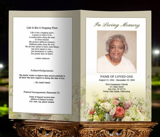 Botanical Funeral Program Template