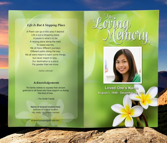 Plumeria Funeral Program Template