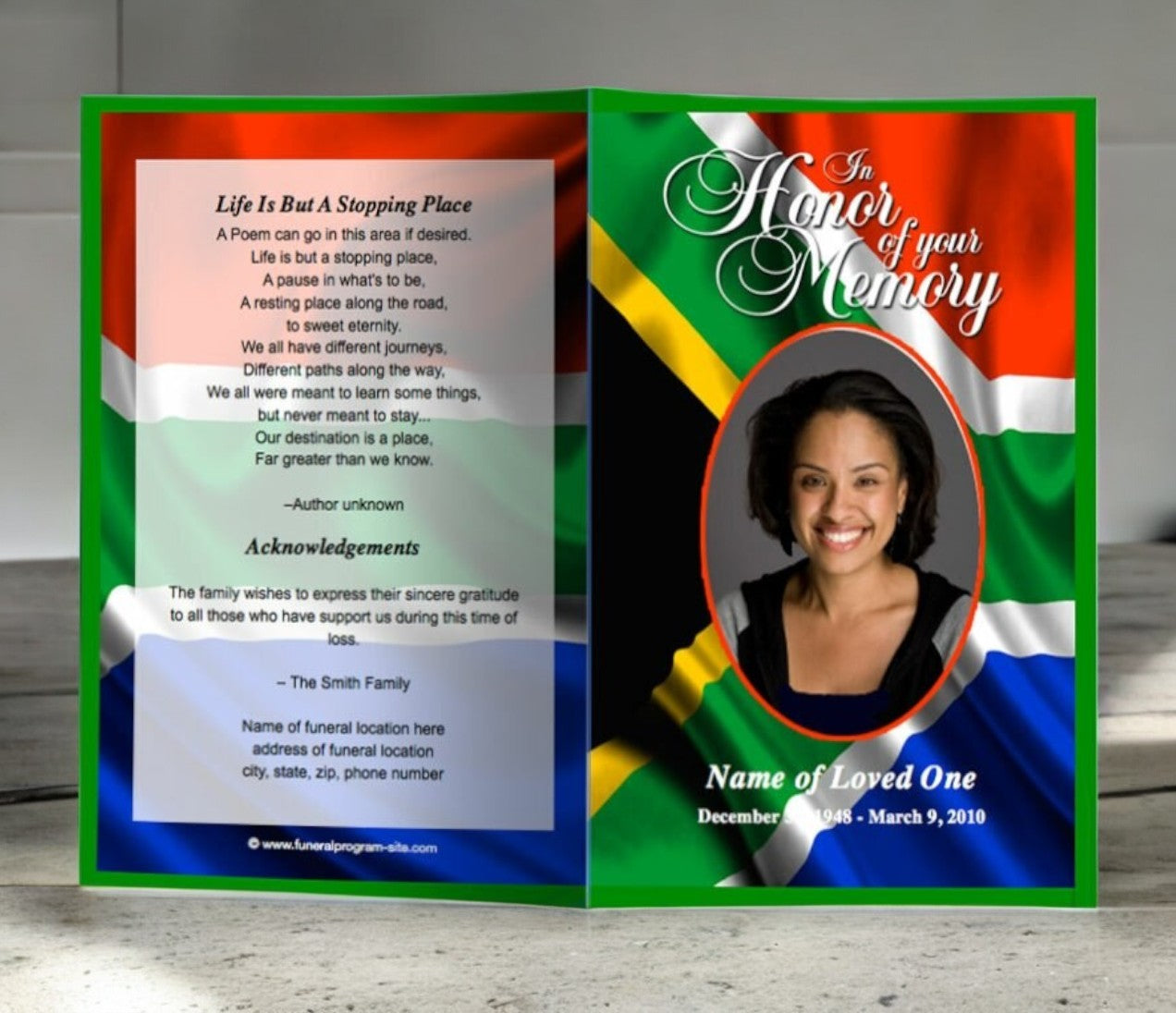 South Africa Funeral Program Template