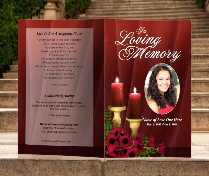 Candlelight Letter Single Fold Program Template