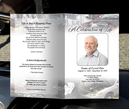 Car Mechanic Funeral Program Template