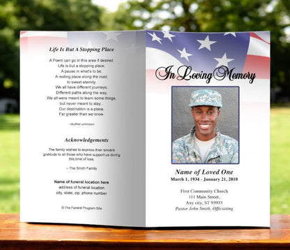 America Funeral Program Template