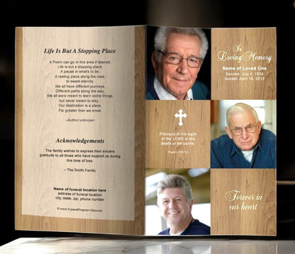 Wooden Funeral Program Template