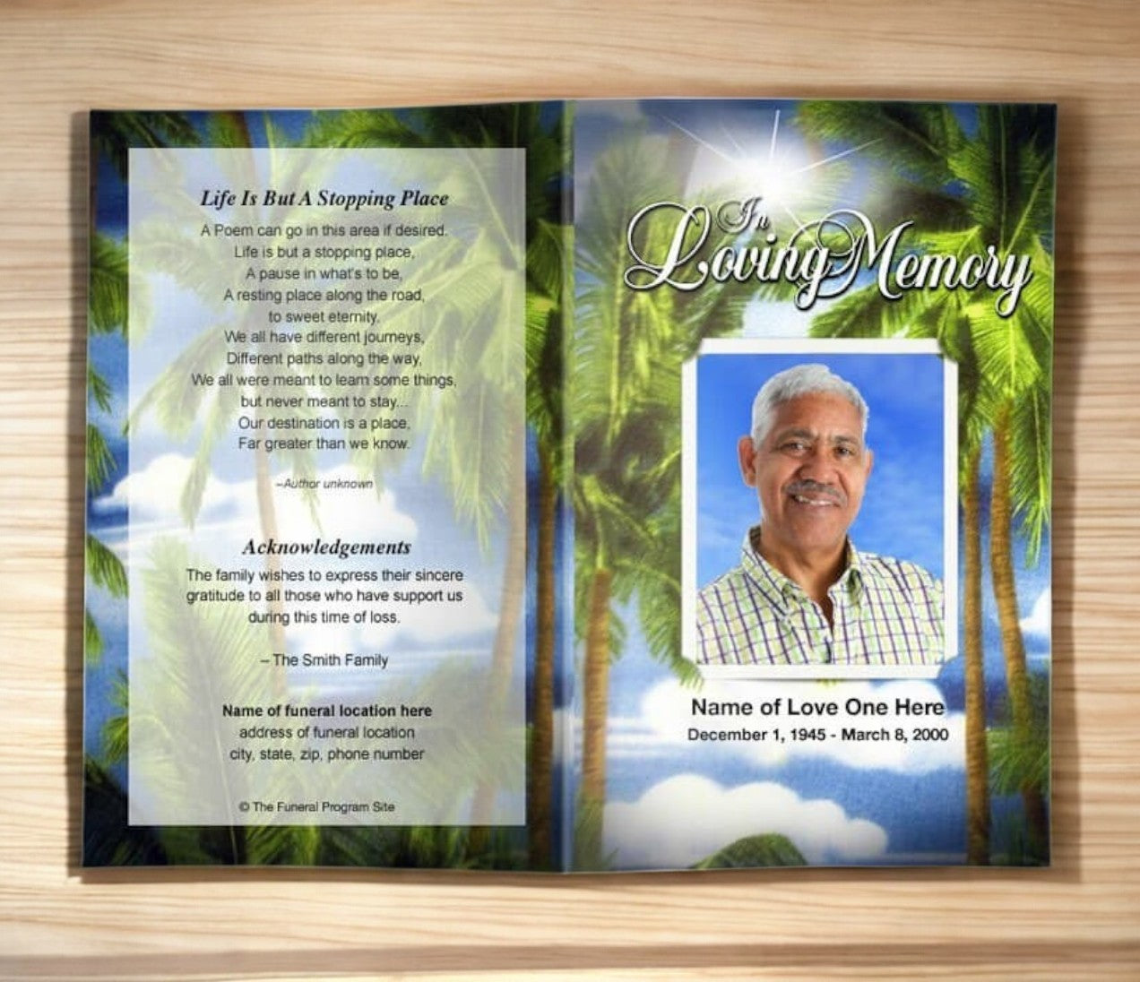 Paradise Funeral Program Template