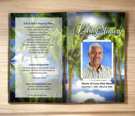 Paradise Funeral Program Template