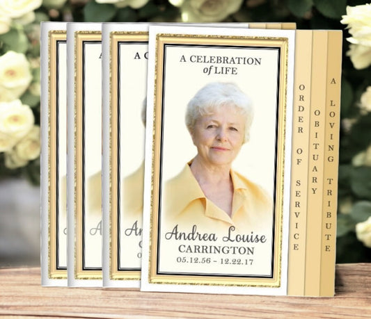 24K 8-Sided Graduated Funeral Program Design & Print (Pack 50)