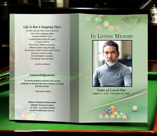 Billiards Funeral Program Template