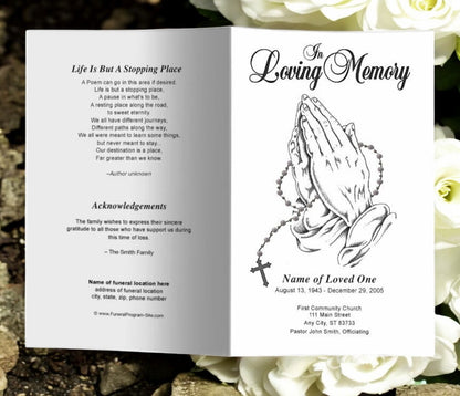 Praying Hands Funeral Program Template