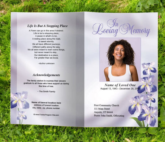 Iris Funeral Program Template