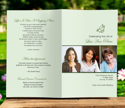 Modern Dove Funeral Program Template