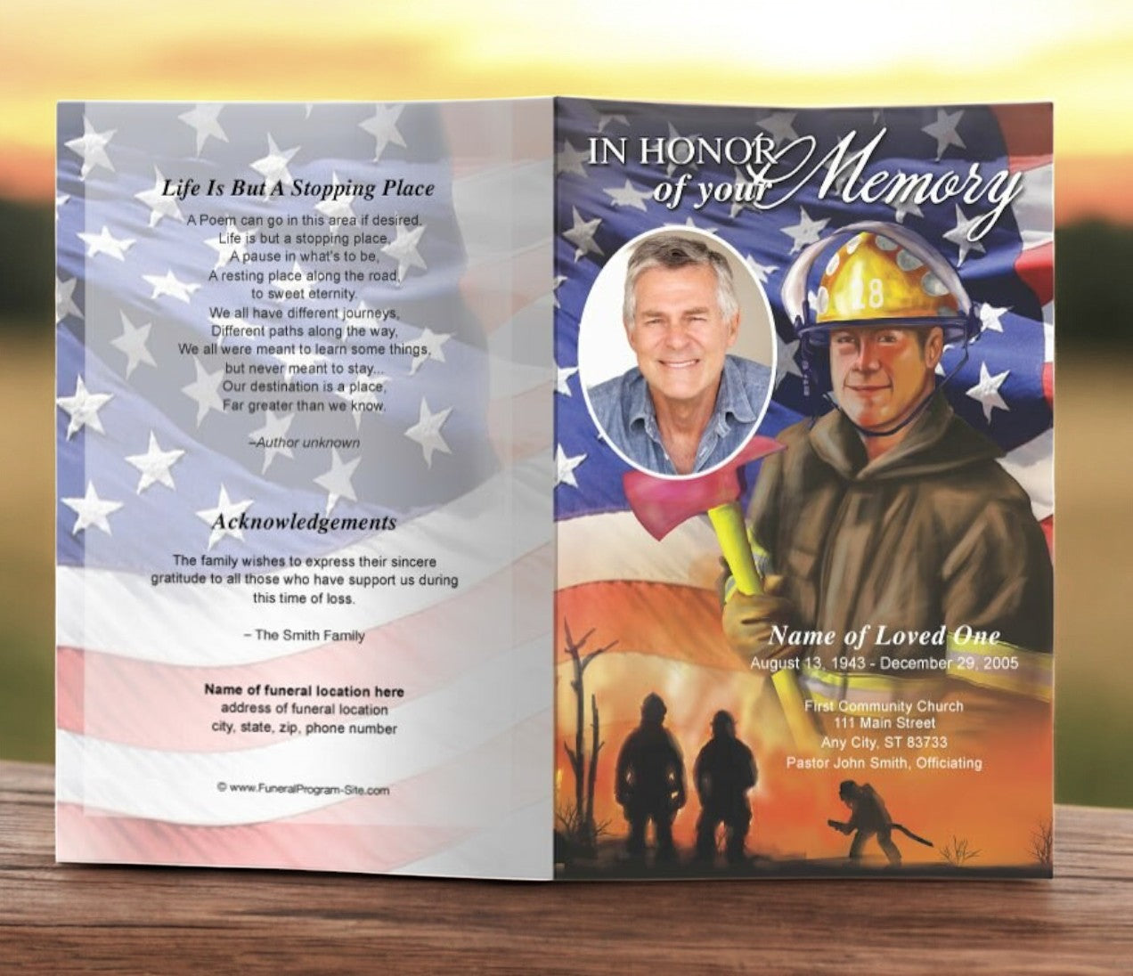 Fireman Funeral Program Template