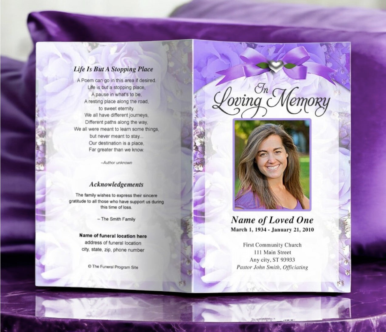 Amethyst Funeral Program Template